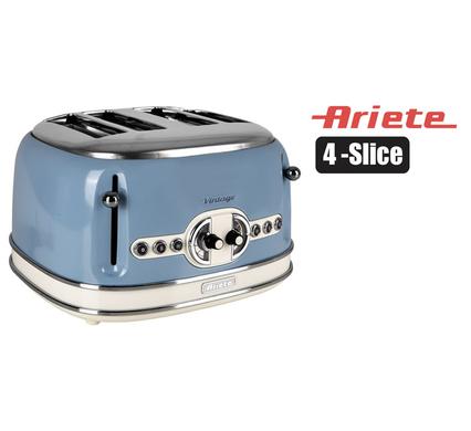 ARIETE TOASTER VINTAGE 4 SLICE BLUE