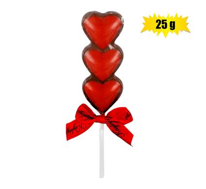 SWEET CHOC ST VALENTINE 3 HEART LOLLY(T)