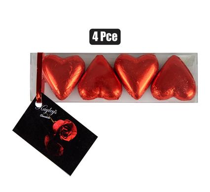 SWEET CHOC RP 4PC FOIL HEART RED (T)