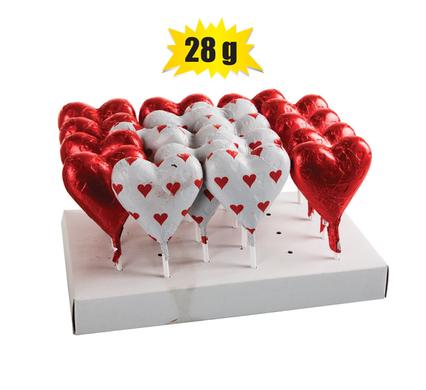 SWEET CHOC RP HEART LOLLY 28g (T)