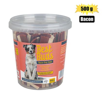 BEST BUDS DOG TREAT BACON STRIPS 500g